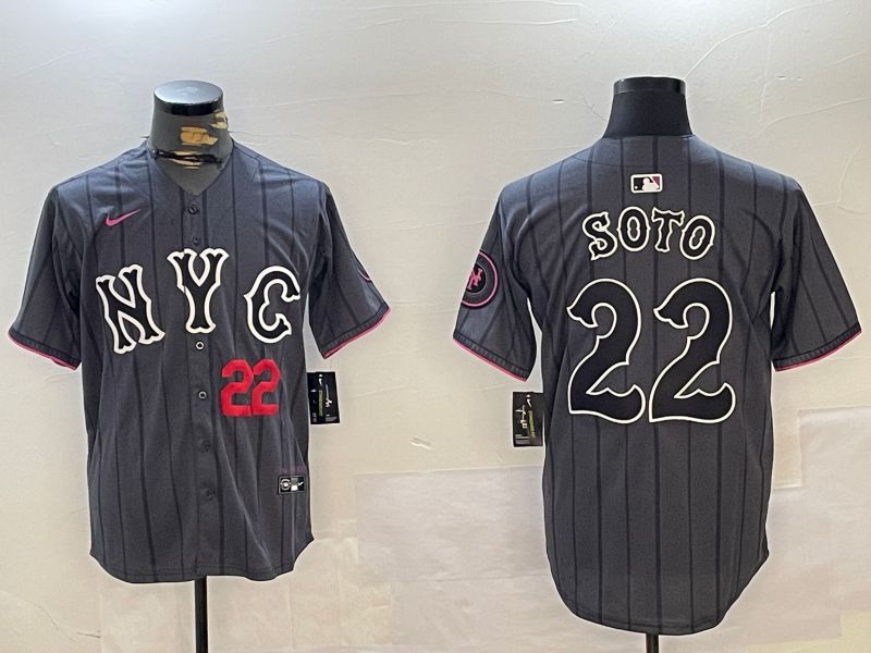 Men New York Mets 22 Soto Black City Edition 2024 Nike MLB Jersey style 5